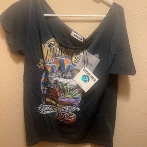 Daydreamer Charcoal Graphic Tee with Multicolor Design